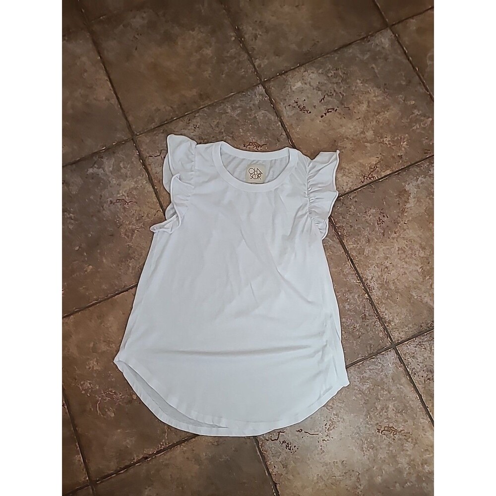 Chaser Womens Ruffle Sleeves Everyday T-Shirt Top S Stylish Look